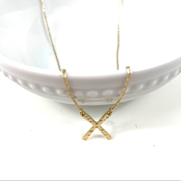 💎 NEW 14k gold plated X shaped necklace - Picture 2 of 8